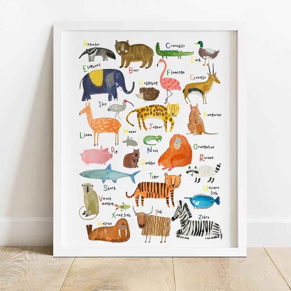 Abc Alphabet Animal Print Pictures Nursery Décor Educational Poster Kids Playroom Room Gift Canvas Painting Home Decor