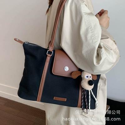 Canvas Bag Women's Large Capacity 2025 New Autumn and Winter Versatile Simple Shoulder Messenger Bag College Student Class Tote Bag