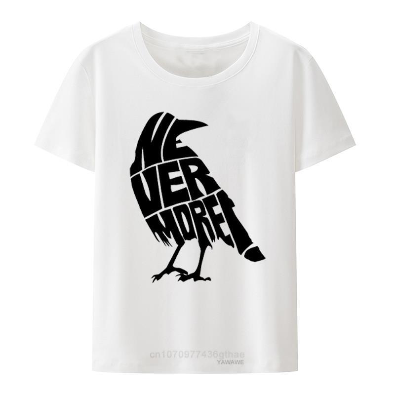 Nevermore! Tee Men Funny Crow Print Tops Unisex Short Sleeve Black White Graphic T Shirts Harajuku Casual Streetwear Camisetas