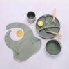 Silicone Baby Tableware Set: Non-slip Bowl, Bib, Plate, Fork & Spoon - Food Grade Material