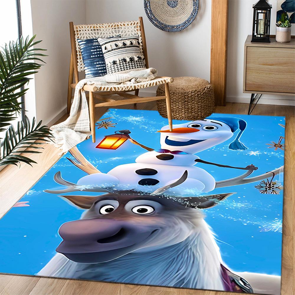 Frozen Olaf Cartoon Theme Non-Slip Rug - Made of Polyester, Suitable for Home Décor, Bedrooms, Living Rooms, Entryways, and Studios.