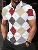 Printed Design – Not Textured Men's Short Sleeve - Flat Digital Print Pattern - No Texture - Rhombus Check Pattern In Red, Gray, And. Fashionable and