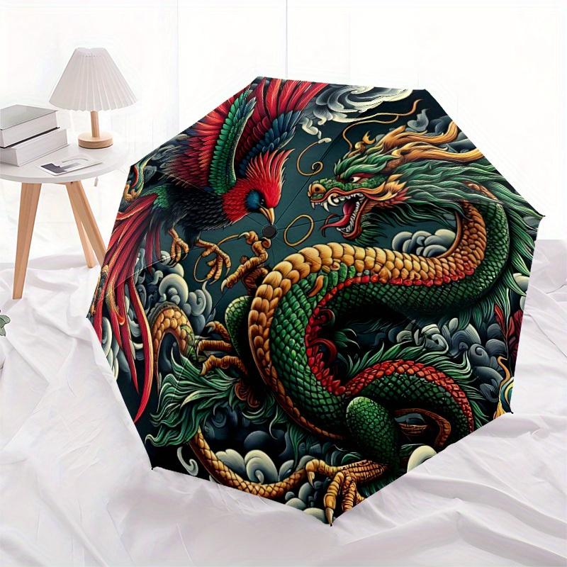 1pc Mythical Creatures Artwork Automatic Open/close Folding Umbrella, Compact Portable Travel Umbrella, Perfect Birthday/Christmas, Cute Umb