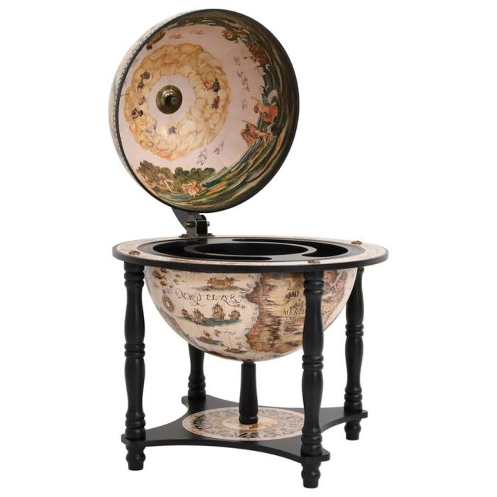 Support à vin bar forme globe Noir Bois d eucalyptus massif