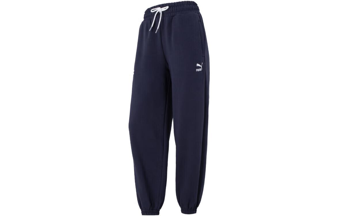 PUMA Knitted Sweatpants Women s Navy Blue Thickened Cuffed Pants 625304-16 L