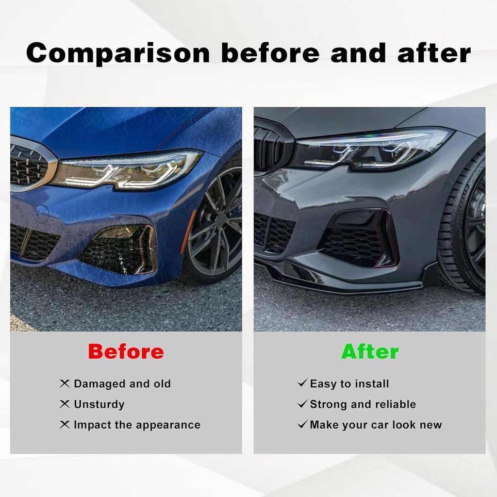 SecosAutoparts Pair Front Bumper Side Grill Trim Set, Glossy Black, Fit for BMW 3 Series G20 G21 M340i 2018-2022 3.0L l6, Replace# 51118093301