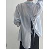 Chinese Plate Button Lightweight Sun Shirt Women's Summer Back Split Blouse Tops
