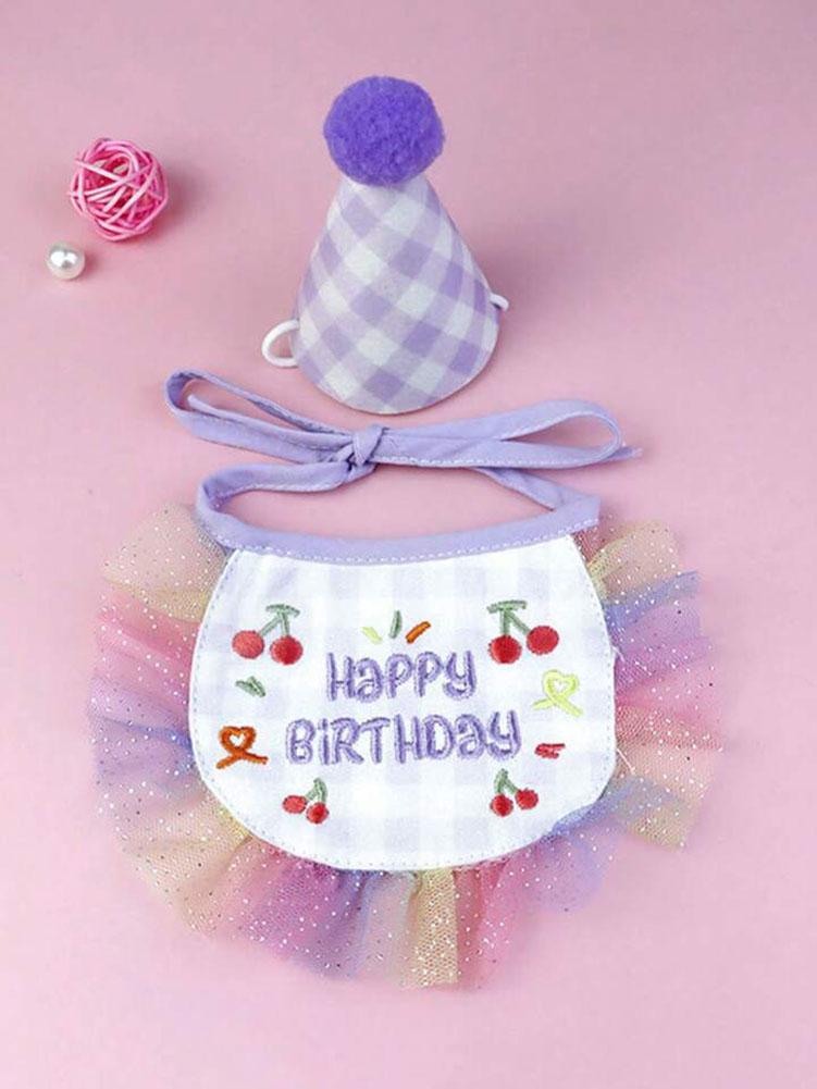 1 Set Pet Birthday Scarf Cute Delicate Lace Bib, Cat & Dog Birthday Party Celebration Prevent saliva Towel