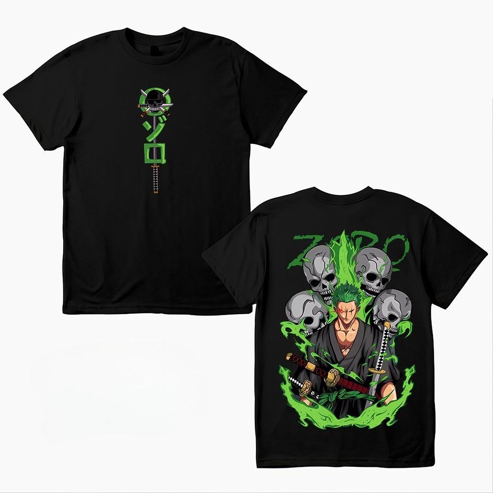 

One Piece Zoro Anime2026 Summer New Mens Tshirt 100cotton Large Pattern Unisex Loose Harajuku Short Sleeves Quality Shirt - M... S разноцветный