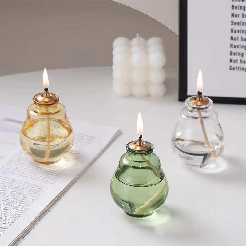 Factory Direct Creative Blown Glass Oil Lamp Ornament Geometric Shape Customizable Logo Modern Home Desktop Smokeless Polished