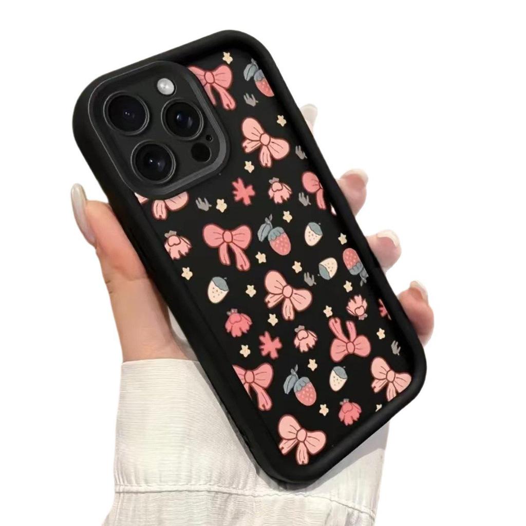 Strawberry Bow Cartoon Fashion Phone Case for Apple Models 17/16/15/14 Pro and 13/12
