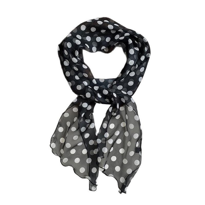 New silk scarf premium printing loose multi-purpose simple polka dot headband leopard print sweet cool streamer
