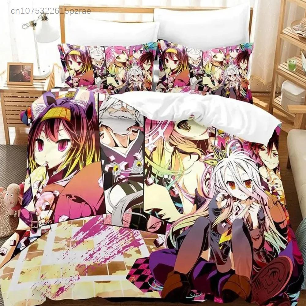 No Game No Life Bedding Set Cartoon Anime Adult Boys Bedroom Duvet Cover Sets 3D Kawaii Girl