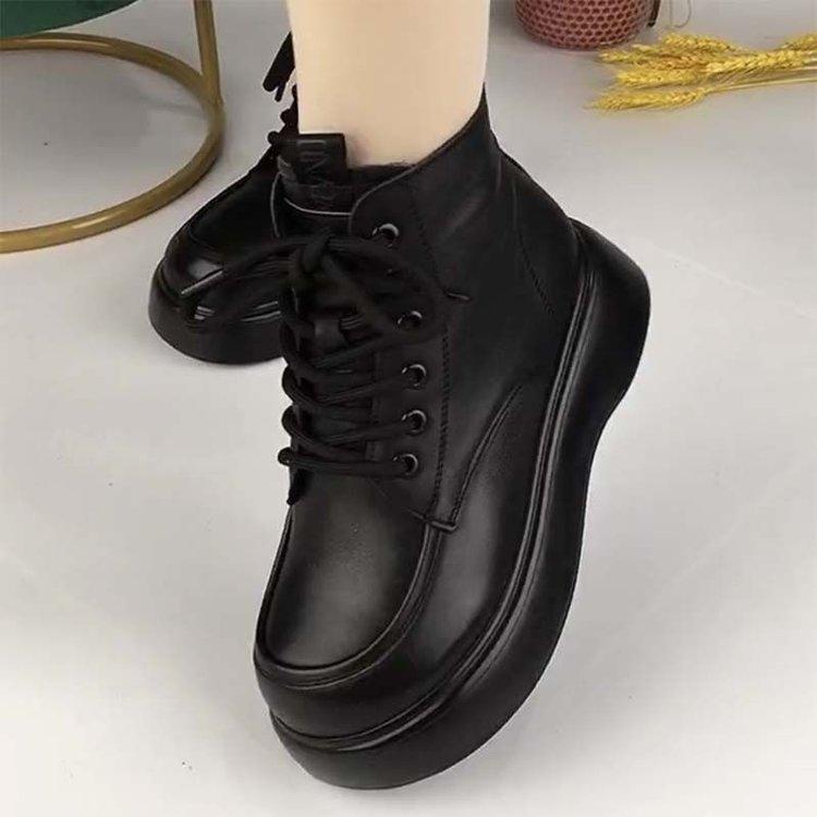 

Женские ботильоны 2025 года, зимняя новая хлопковая обувь, плюшевые теплые ботинки на толстой платформе, водонепроницаемые короткие ботинки, кружевные зимние ботинки с защитой от холода 40 чёрный