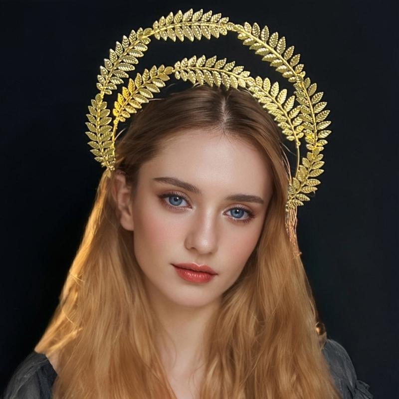 Goddess Leaf Headband Laurel Wheat Ear Crown Bridal Hairpiece for Women Wedding Tiaras Costume Accessory