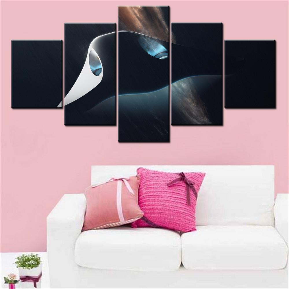 

5 Pieces Canvas Wall Arts Space Futuristic Spaceship Wallpaper Home Decor Picture Printing Interior Artwork Living Room Image 20X35 20X45 20X55CM