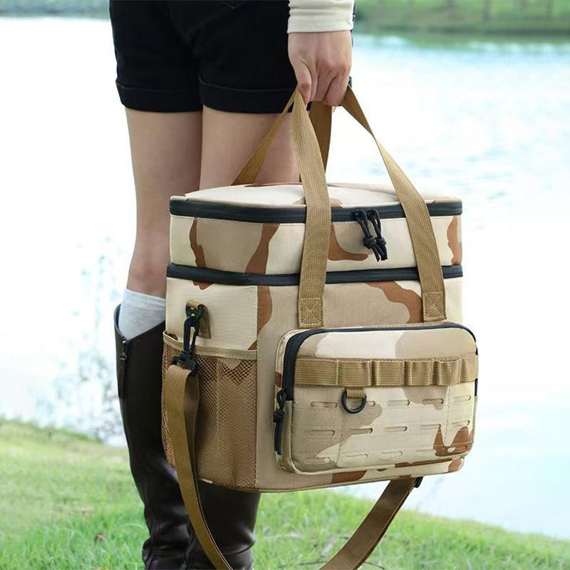 18L 2-Layer Tactical Lunch Bag Outdoor Picnic Cooler Bag Leakproof Insulated Durable Thermal Cooler Bag Meal Camping Picnic