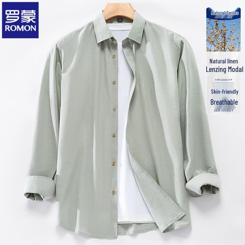 

Men s Solid Long Sleeve Breathable Casual Shirt 43/3XL