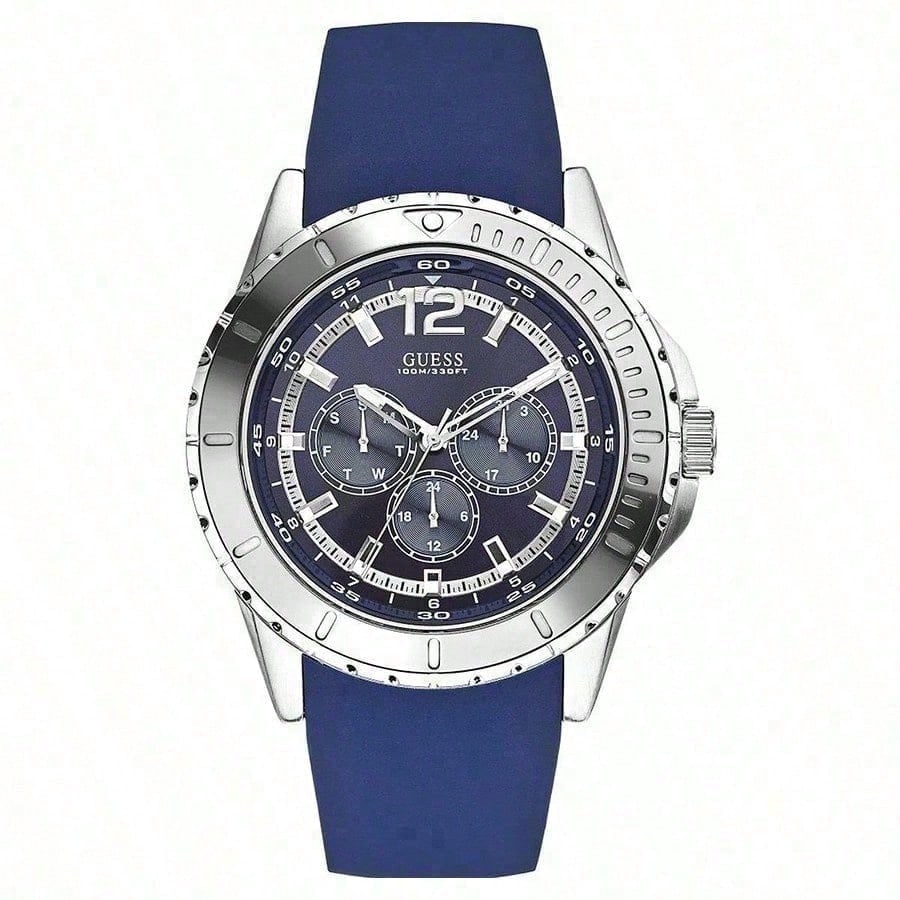 Guess Men's Quartz Watch Quartz Movet Stainless Steel Case Resin Strap Pointer Watch Water W0485g3