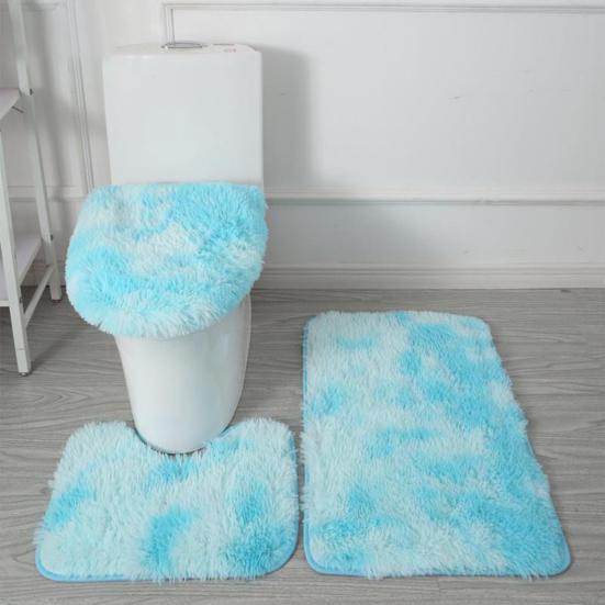 Yousheng 3Pcs/Set Bathroom Rug Absorbent Non Slip Floor Mat U-Shaped Plush Mat Toilet Lid Cover Mat with Rubber Backing for Bathroom Shower Toilet