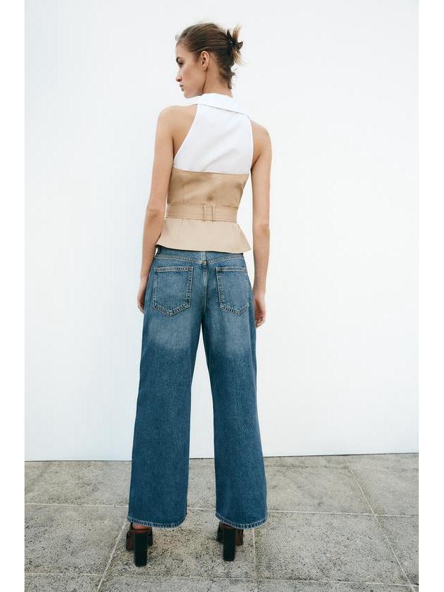 Women's Spring 2025 Belted Turn-Down Collar Sleeveless Wrap Top