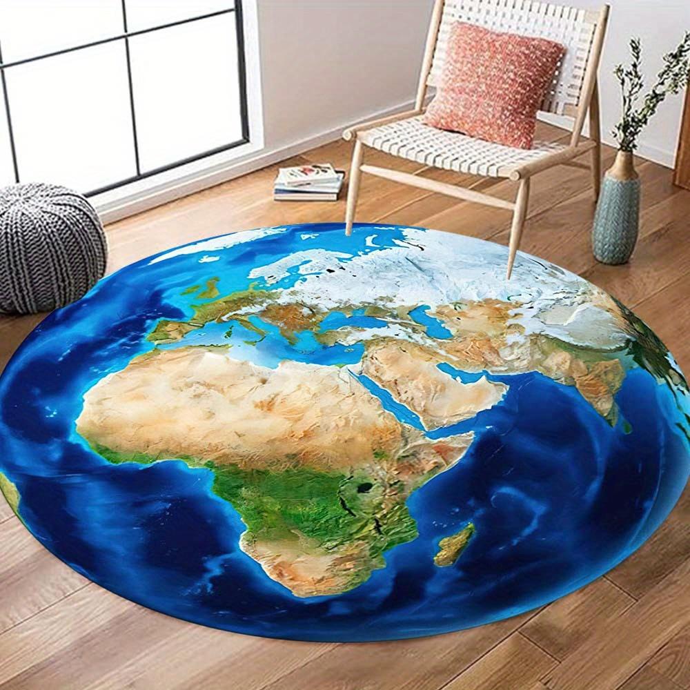 

Vibrant Earth Design Round Area Rug, Non Slip Decorative Floor Mat for Living Room Bedroom and Gaming Space Home Decor Diameter 60cm