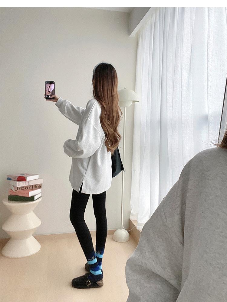 2025 Spring-Autumn Maternity Two-Piece Set: Grey & White Elephant Slit Sweatshirt with Long Sleeves