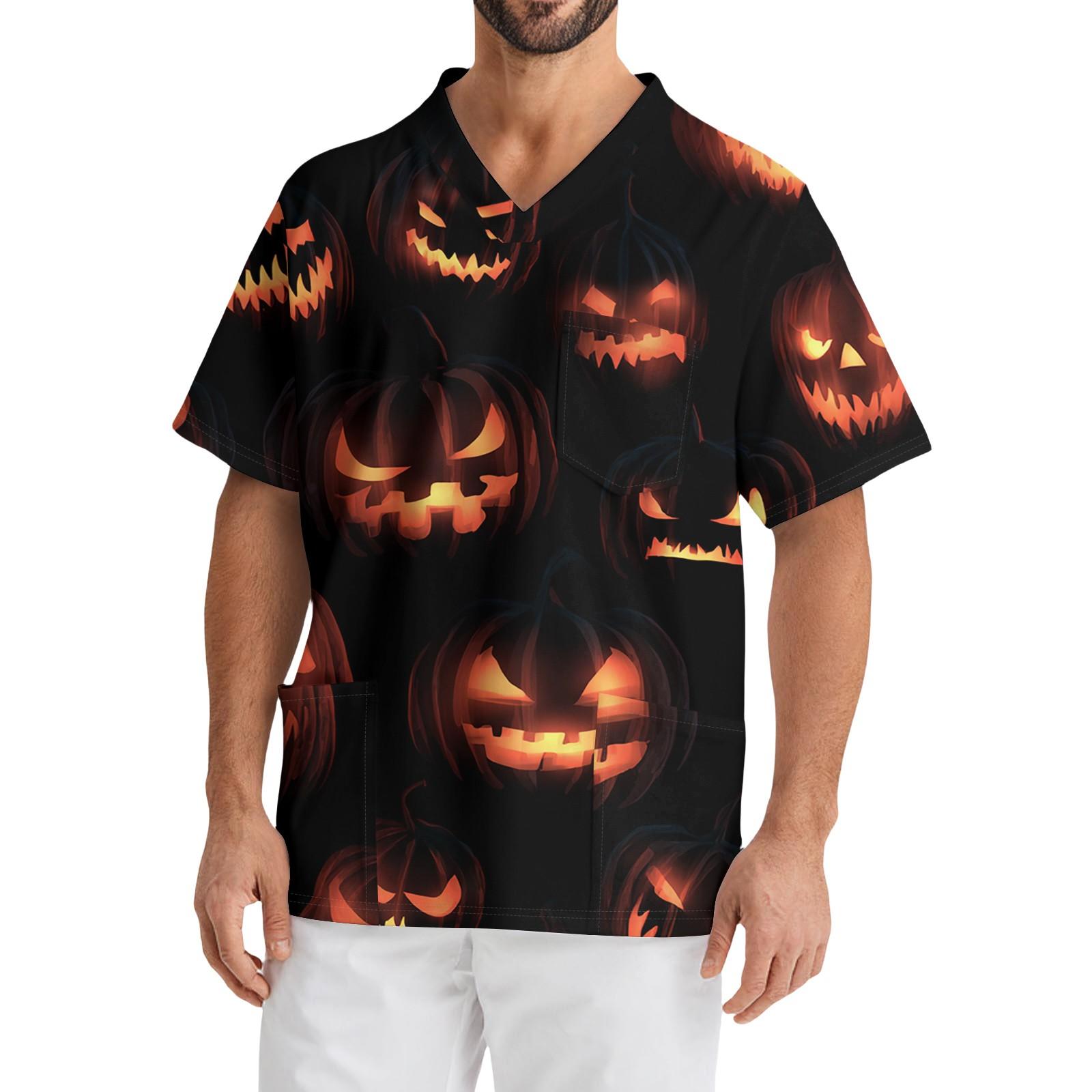 

Мужской повседневный топ с коротким рукавом, V-образным вырезом и принтом, с накладным карманом спереди XXXL