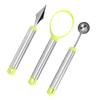 3pcs Multi Function Fruit Carving Device Wat Melon Scoop Melon Digg  Fruit Pulp   Removal Tool(3pcs Set GreenSilv )