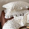 INS Princess Ruffle Edge Gauze 100% Cotton Pillow Case Breathable Duvet Cover Without Filler 3PCS Floral Home Bedding Set