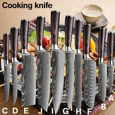 Virtuvinis peilis Japoniškas peilių rinkinys Virtuvinis peilis Lazerinis Damasko plienas Santoku Virtuvinis peilis