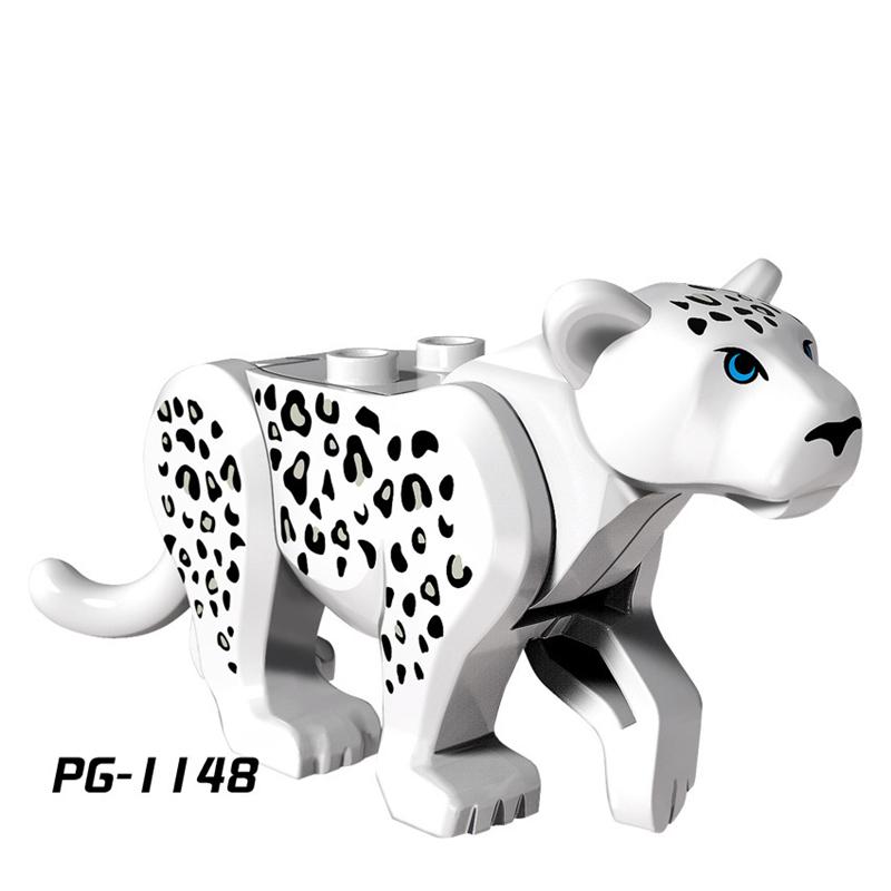 Jungle Animals Series Building Blocks Yellow Tiger White Leopard Wild Cougar Diy Bricks Decor Toys For Children Christmas Gifts