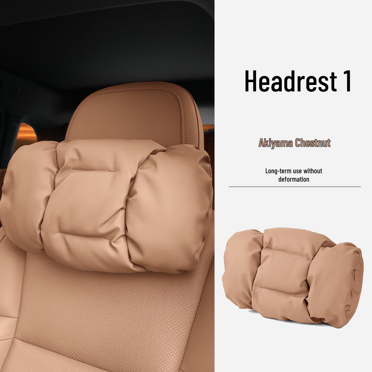 

New Luxury Car Headrest & Lumbar Support Pillow - Stain-resistant Leather, Advanced Neck Support & Cotton Cushion