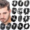 1 Pair Punk Titanium Steel Ear Clip/Ear Stud Earrings For Men Women Black Pierced/No Pierced Fake Ear Circle Pop Jewelry