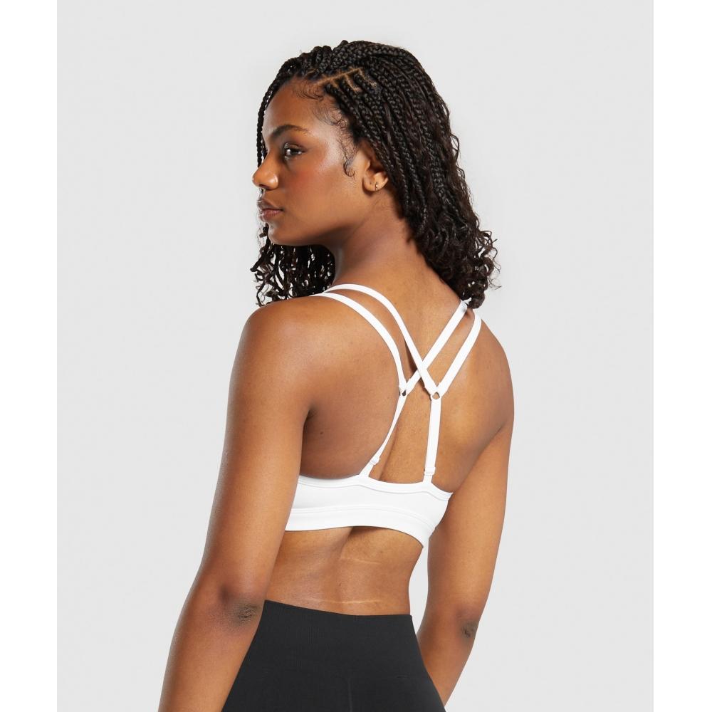 Gymshark Double Up Sports Bra White B8a5v Wb57