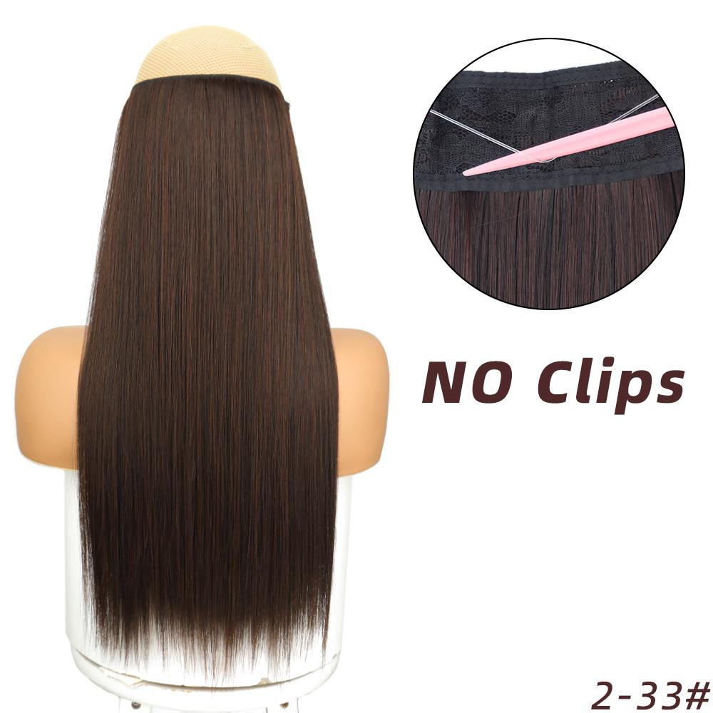 XINRAN Moda Femei Lung Drept Negru Fără Agrafe Extensii Păr Fibră Sintetică Naturală Purtare zilnică Cosplay Strat Postiță