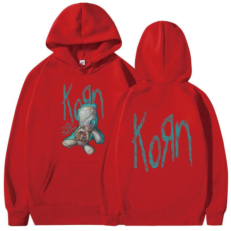 Goth‑rock Men Hoodie Creepy Rag‑doll Distressed Drip‑style Letter Art Pullover For Trendy Daily Street Casual Outfits
