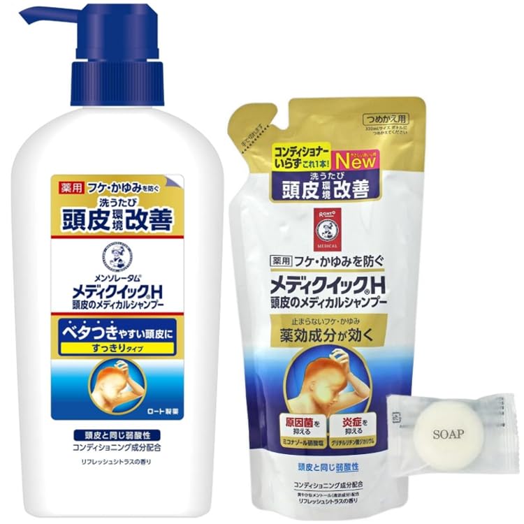 

[Product & refill set] Medic Quick H Scalp medical shampoo to prevent dandruff and itching Product 320ml + refill 280ml + free gift (original mini