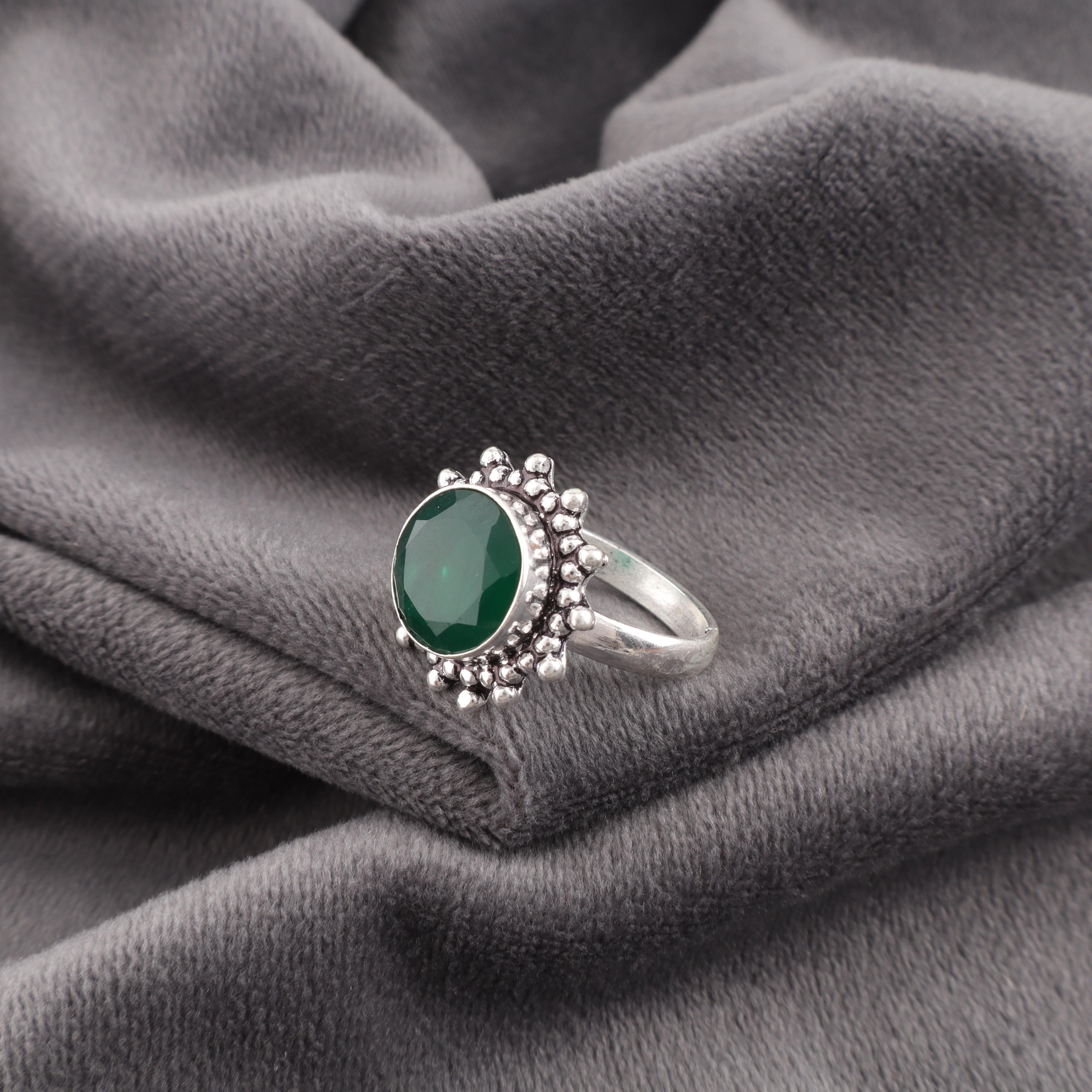 

Украшения из драгоценного камня Зеленый Оникс, Кольцо из 925 пробы стерлингового серебра, Красивое серебряное кольцо ручной работы в подарок на годовщину 12 зелёный