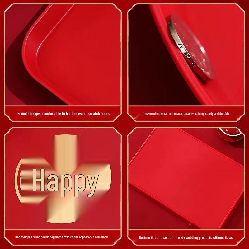 Red Wedding Ceremony Tea and Toasting Tray - Perfect for Fruits, Nuts, or Candy In the Living Room.