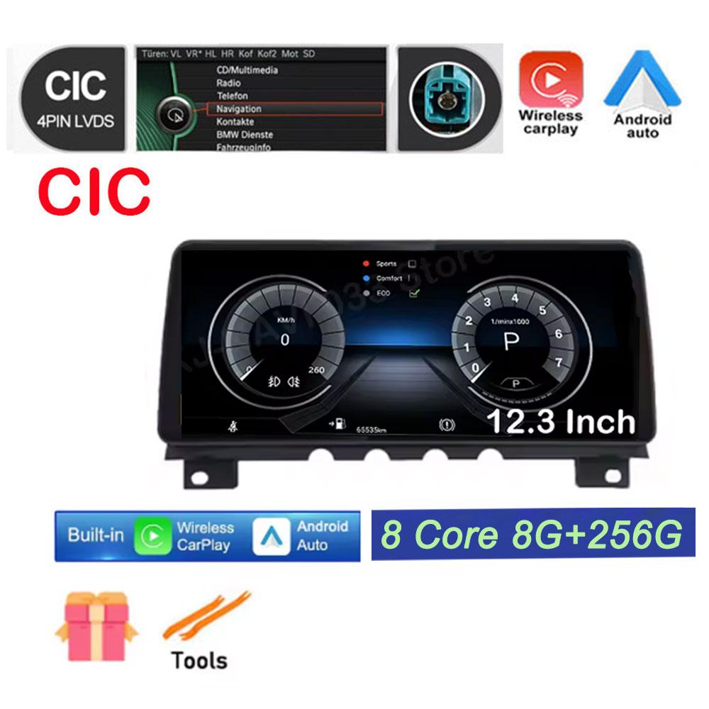 1920*720P Android 14 For BMW 7 Series F01 F02 CIC NBT System Wireless Carplay ID8 12.3 Inch Car Player Multimedia Navigation GPS
