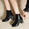  Botas Femininas Women Cute Round Toe Black High Quality Black Leather Autumn Ankle Boots Lady Casual Spring Shoe Ab610