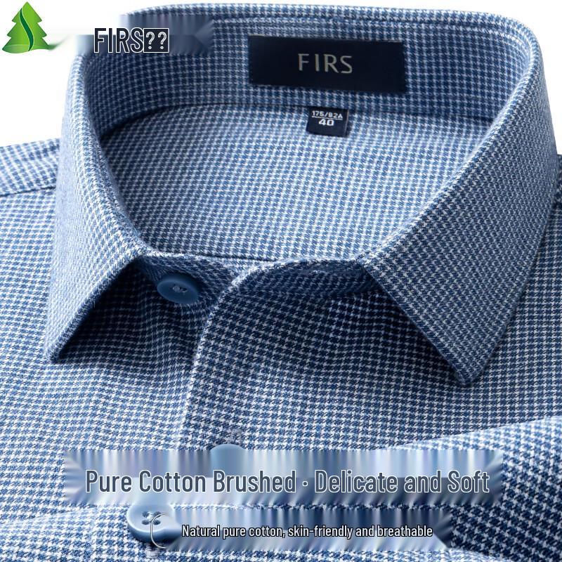 Camisa de Manga Larga FIRS para Hombre de Algodón Cepillado Fácil Cuidado