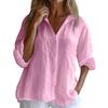 Ladies Fashion Color Linen Long Sleeve Casual Shirt