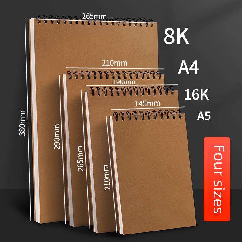 Hand-Painted A4 Sketch Coil Book - A5 Art Student Drawing Paper, Thickened Watercolor Book 16K