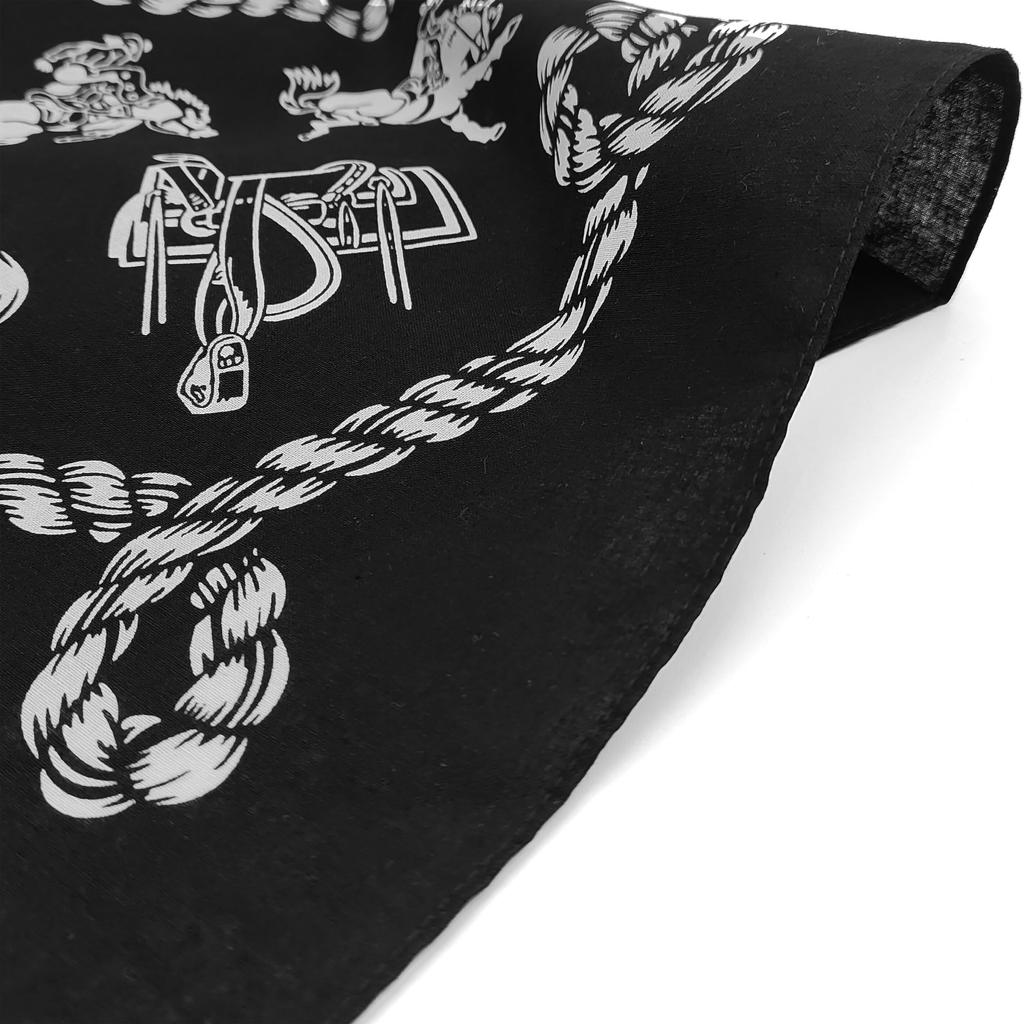 Trifong Bandana Black Adult Cotton 100% Handkerchief Stylish Bandana Cap Cotton Bandana Men's Women's Unisex Bullfighting Pattern 55cm x 55cm