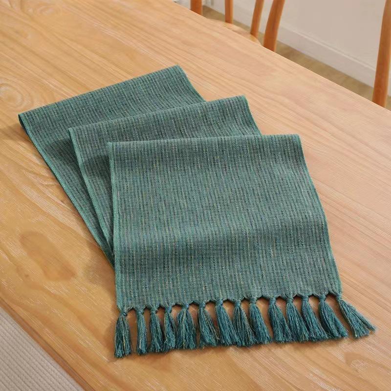 Light Luxury Handmade Tassel Table Runner - Solid Color Tea Mat/Table Flag for Home