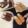 Thick bottom inner height increase velvet bag head Birken slippers women's 2025 new autumn and winter retro one-pedal Birken slippers