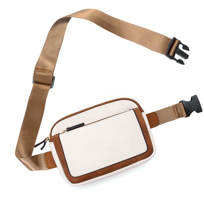 Unisex crossbody ledvinka z PU kůže s nastavitelným popruhem