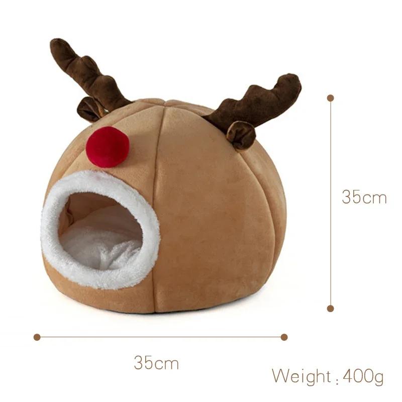 

Cat BedPet Tent Soft Bed for Small Dogs & Cats Christmas Reindeer Self-Warming Condo